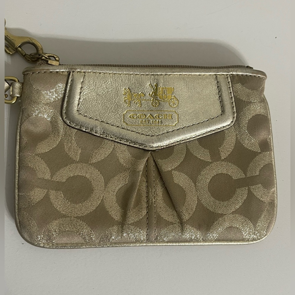 Coach Metallic Gold and‎ Tan Wristlet